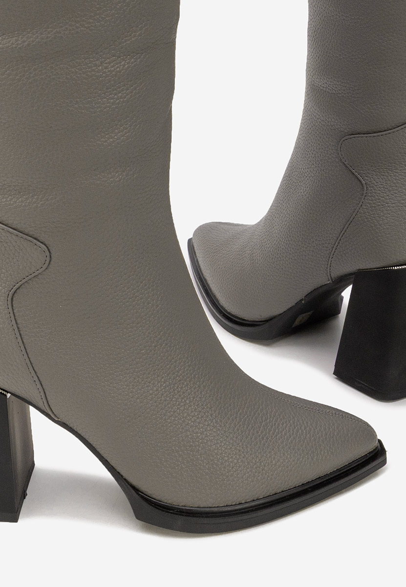 Šedé kozačky na podpatku Ricardia