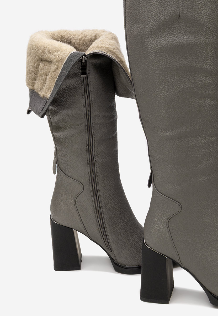 Šedé kozačky na podpatku Ricardia