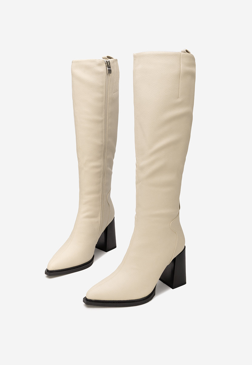 Béžové kozačky na podpatku Ricardia