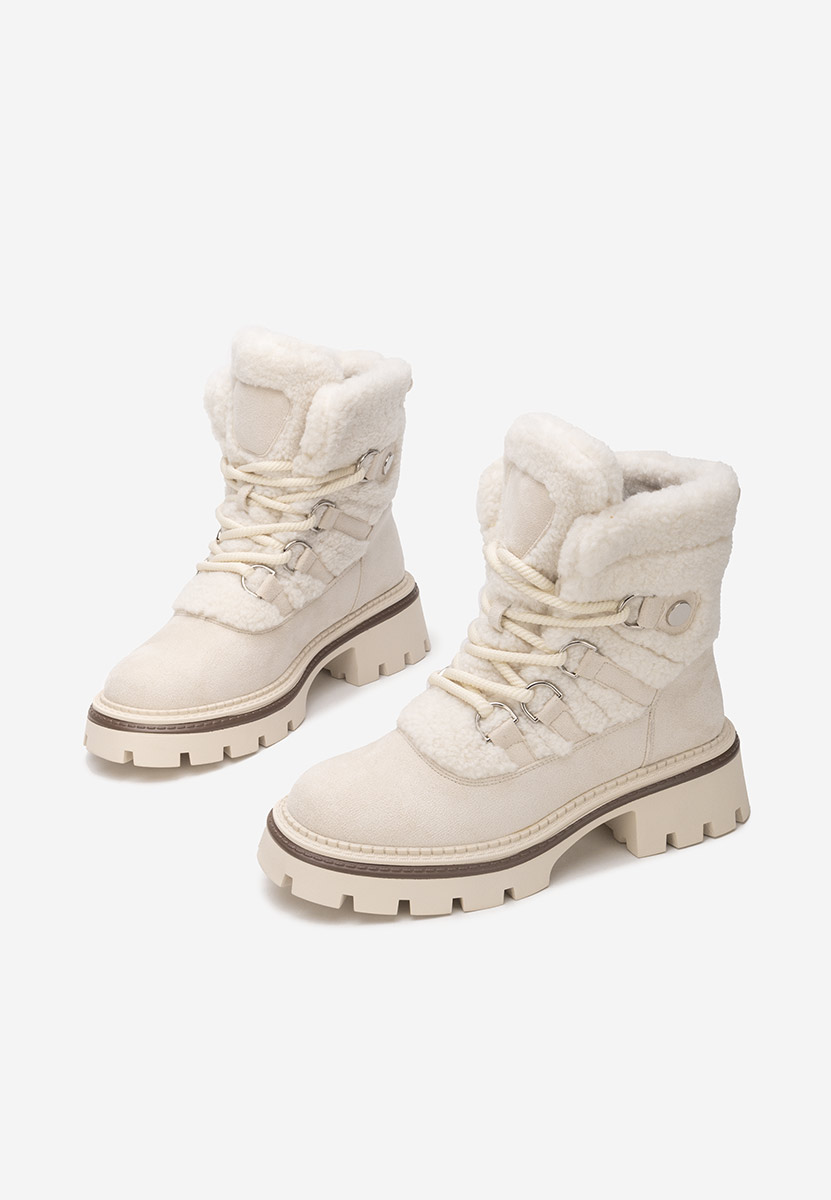Béžové kotníkové zimní boty Kalindra