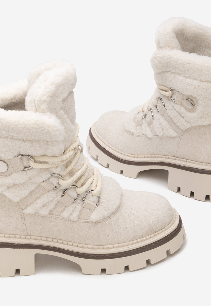 Béžové kotníkové zimní boty Kalindra