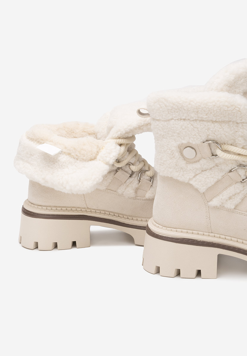 Béžové kotníkové zimní boty Kalindra