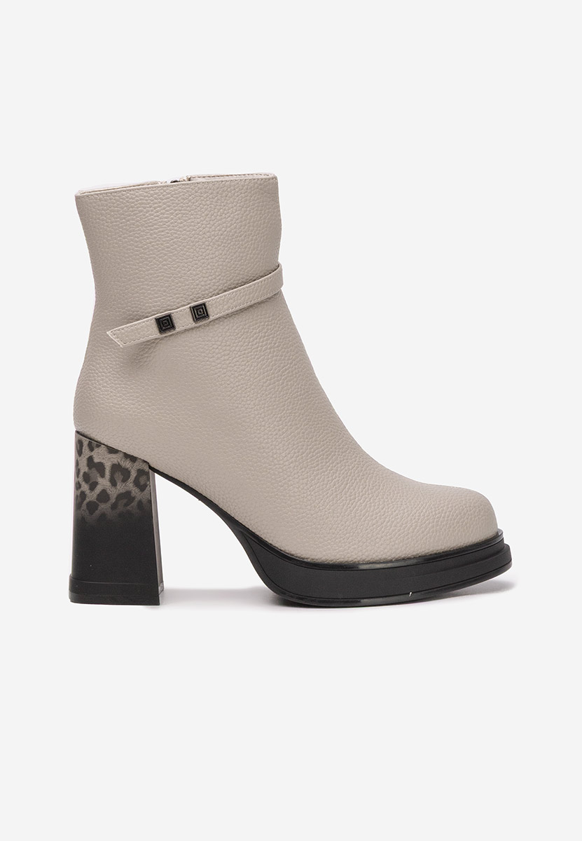 Šedé kotníkové boty na podpatku Rannia V2