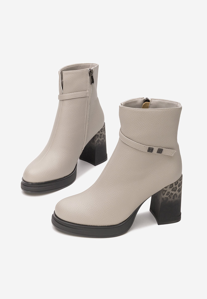 Šedé kotníkové boty na podpatku Rannia V2