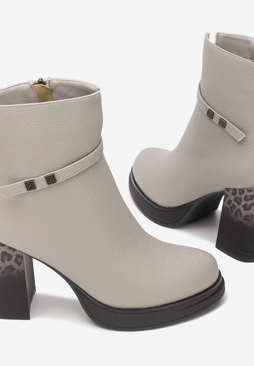 Šedé kotníkové boty na podpatku Rannia V2