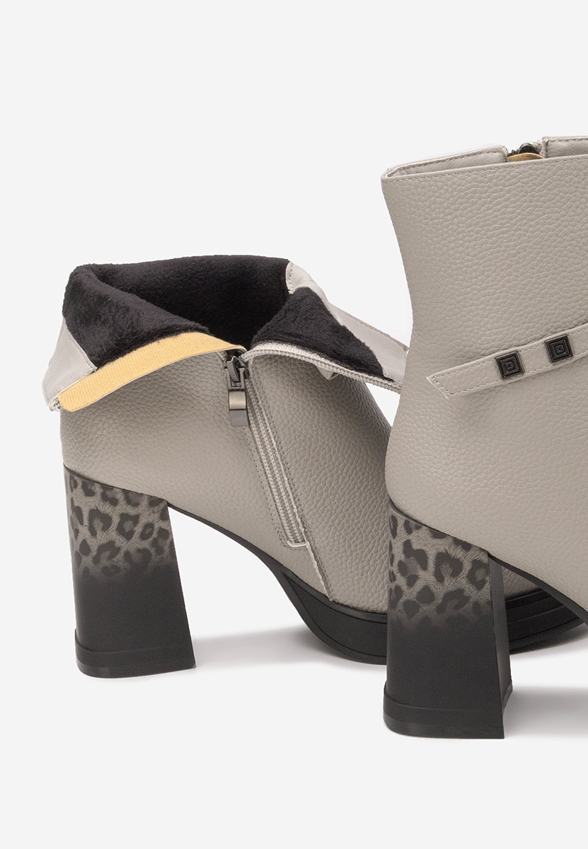 Šedé kotníkové boty na podpatku Rannia V2