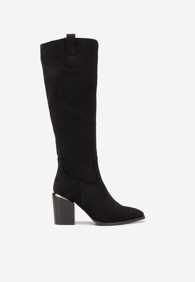 Černé kozačky na podpatku Jasaria