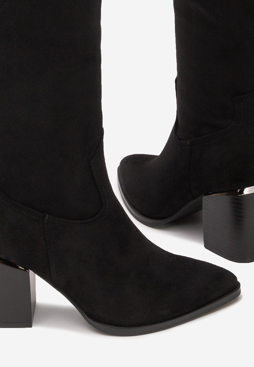 Černé kozačky na podpatku Jasaria