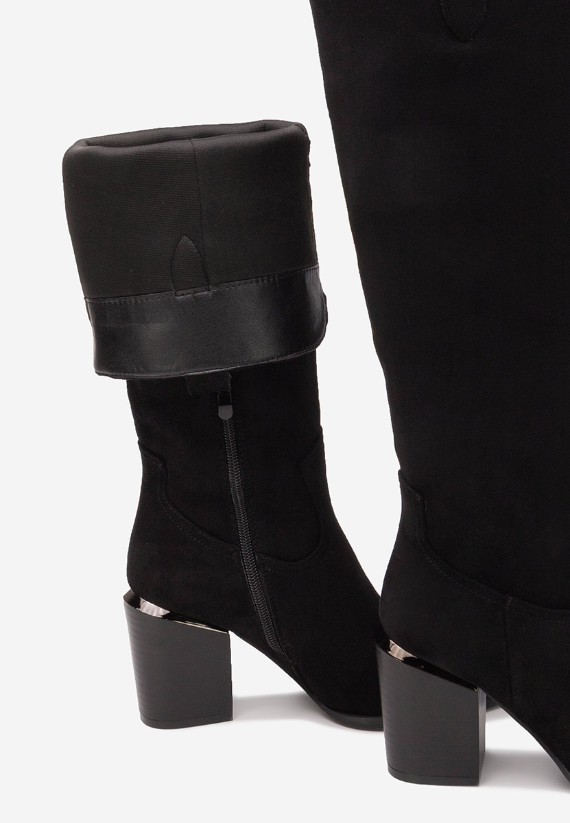 Černé kozačky na podpatku Jasaria