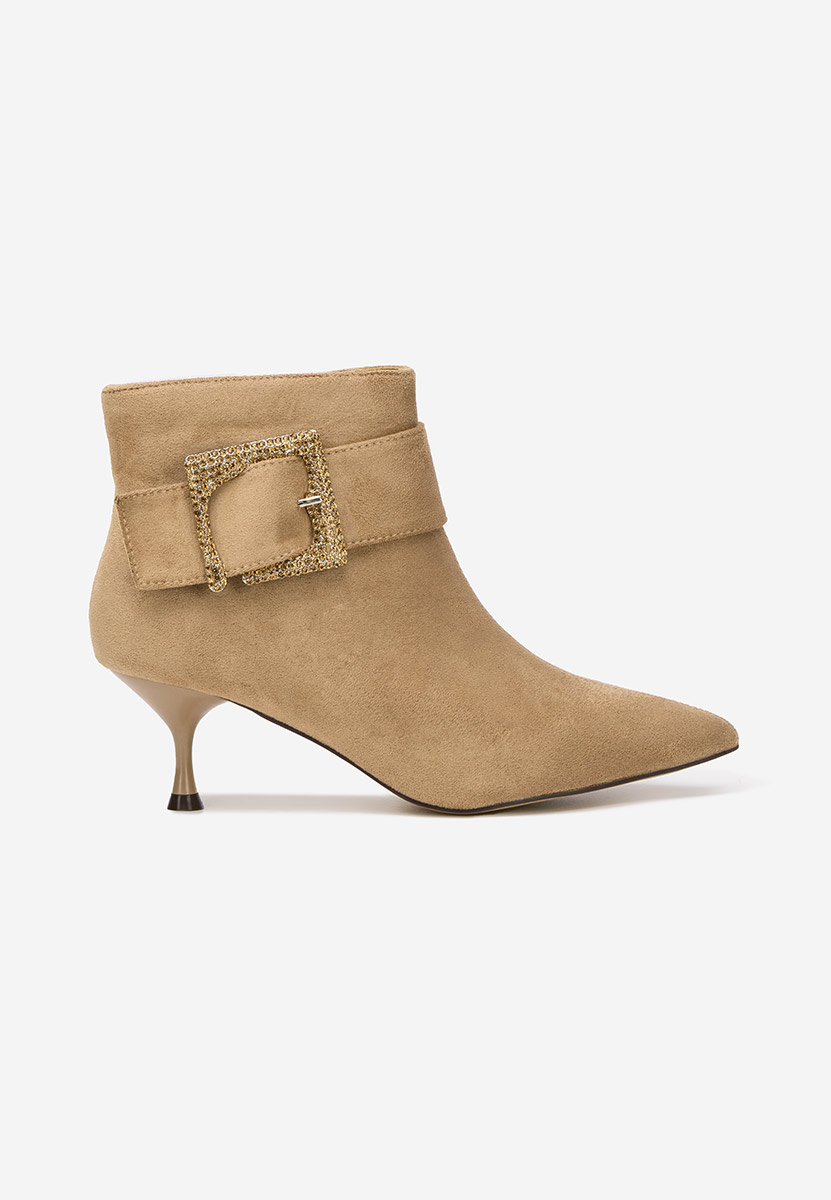 Khaki kotníkové boty na vysokém podpatku Karlene
