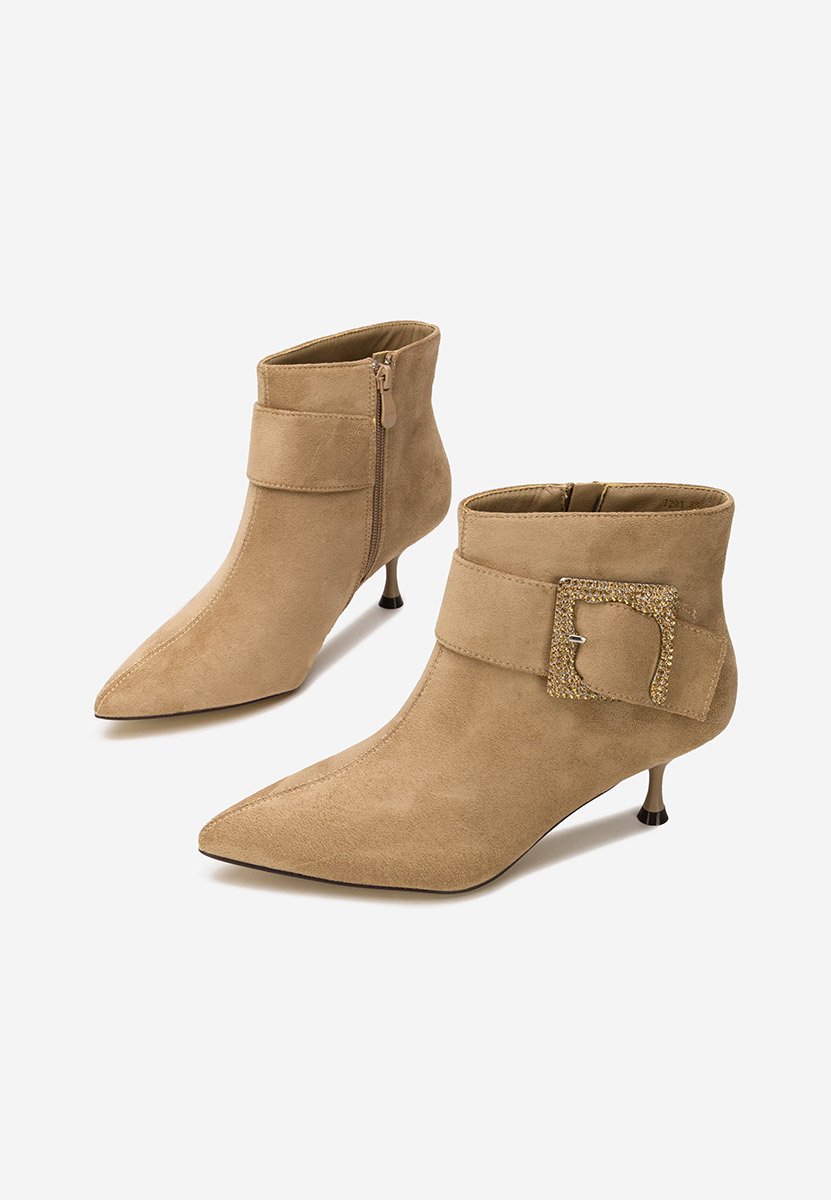 Khaki kotníkové boty na vysokém podpatku Karlene