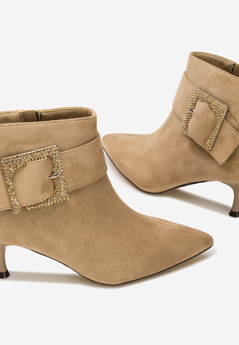 Khaki kotníkové boty na vysokém podpatku Karlene