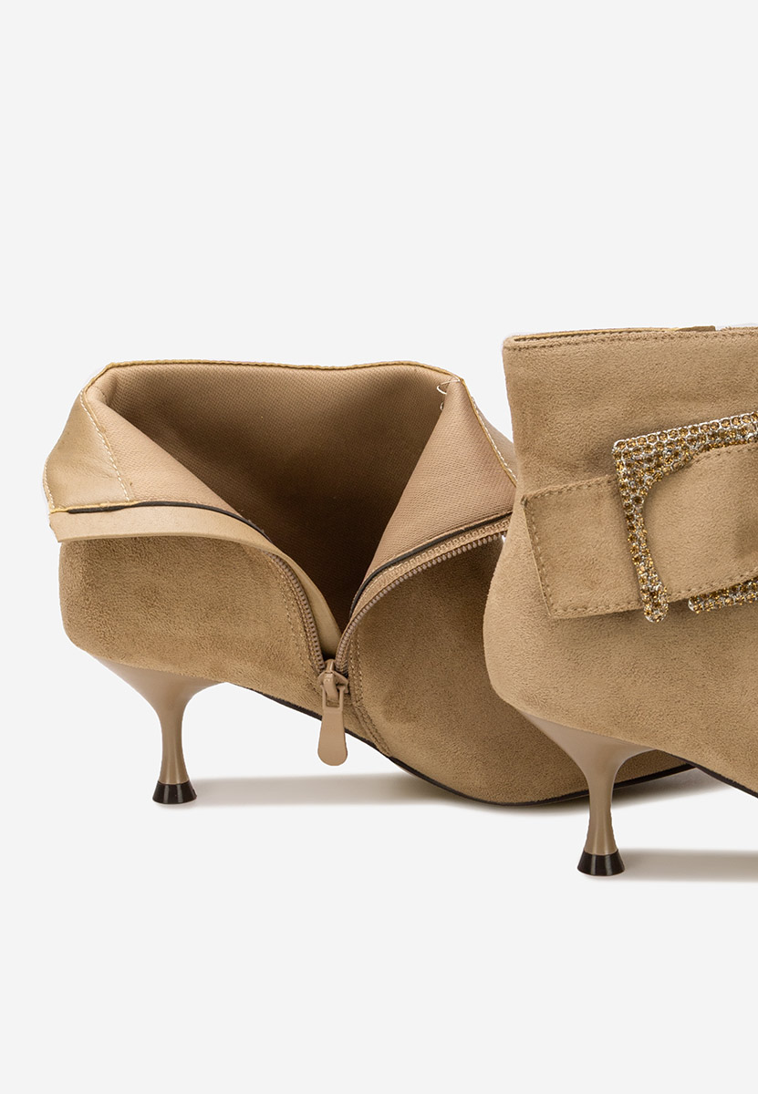 Khaki kotníkové boty na vysokém podpatku Karlene