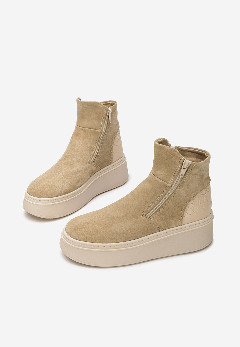 Béžové kožené kotníkové boty Andiora