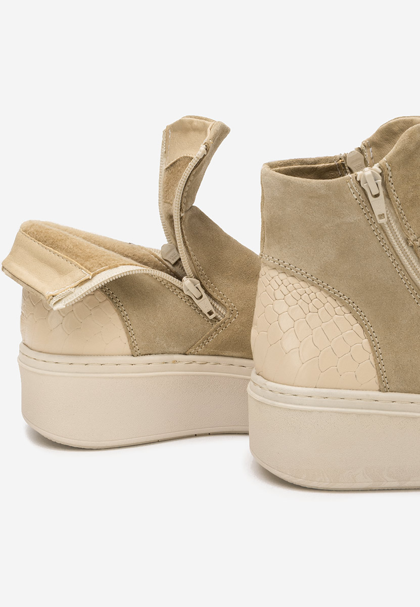 Béžové kožené kotníkové boty Andiora