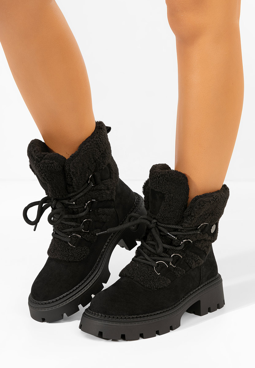 Černé kotníkové zimní boty Kalindra