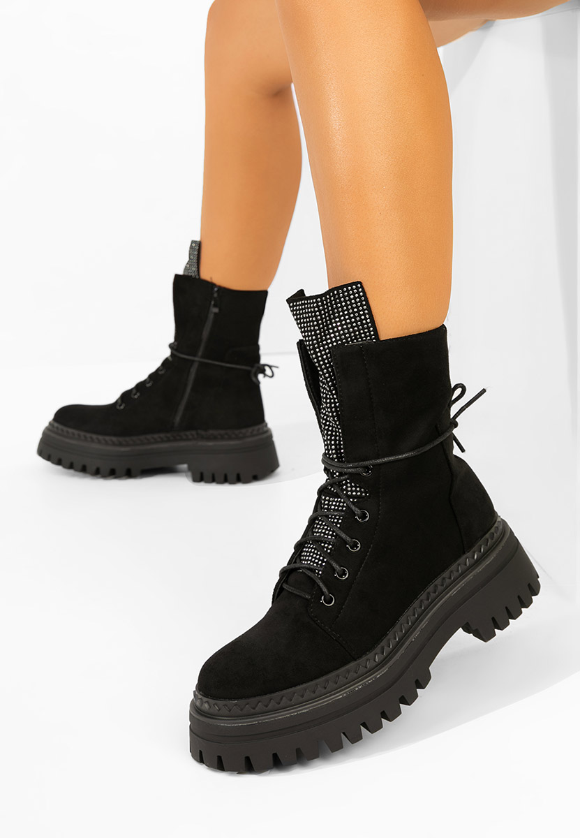 Černé šněrovací kotníkové boty Siennara V2