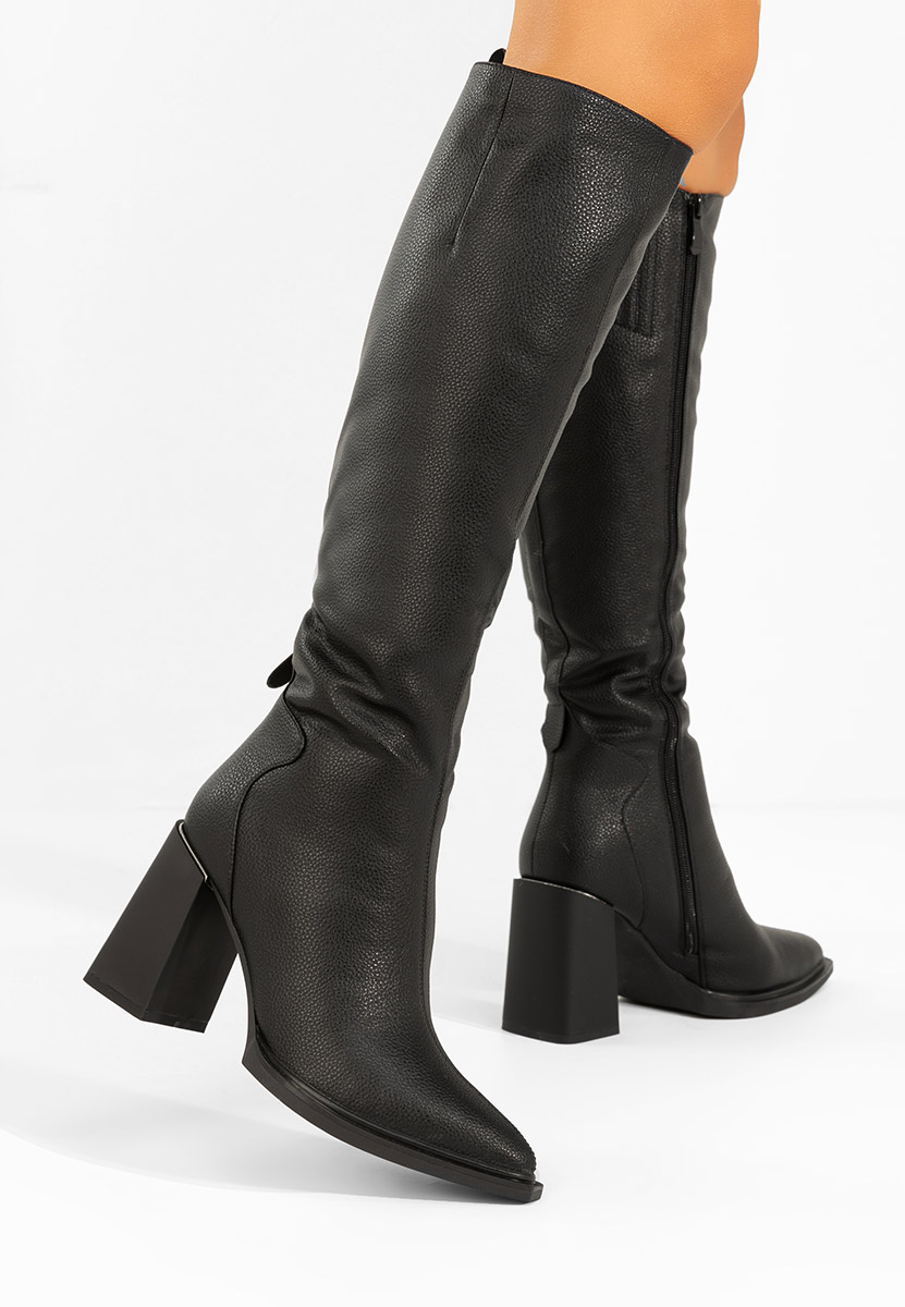 Černé kozačky na podpatku Ricardia V2