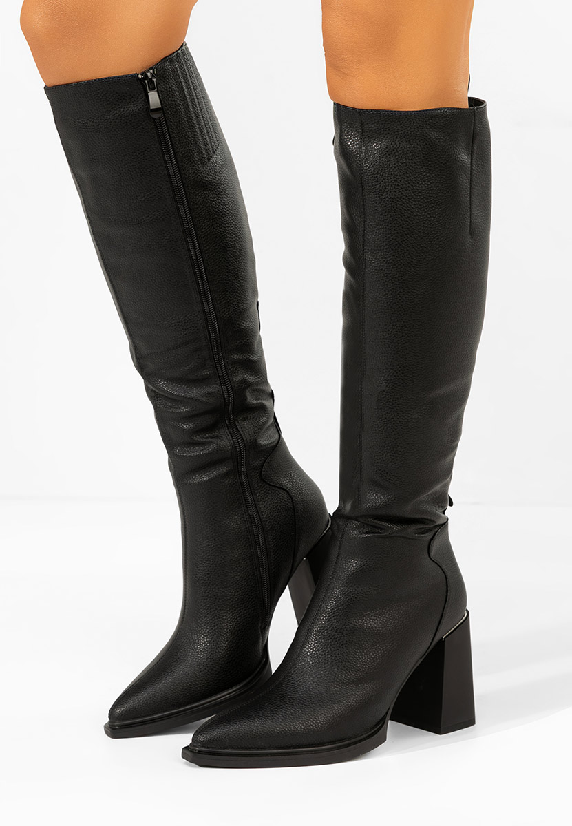 Černé kozačky na podpatku Ricardia V2