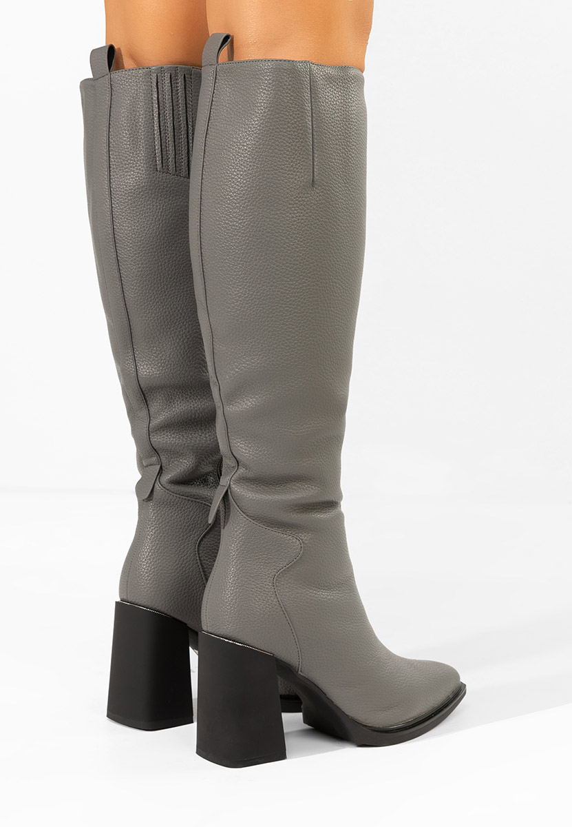 Šedé kozačky na podpatku Ricardia