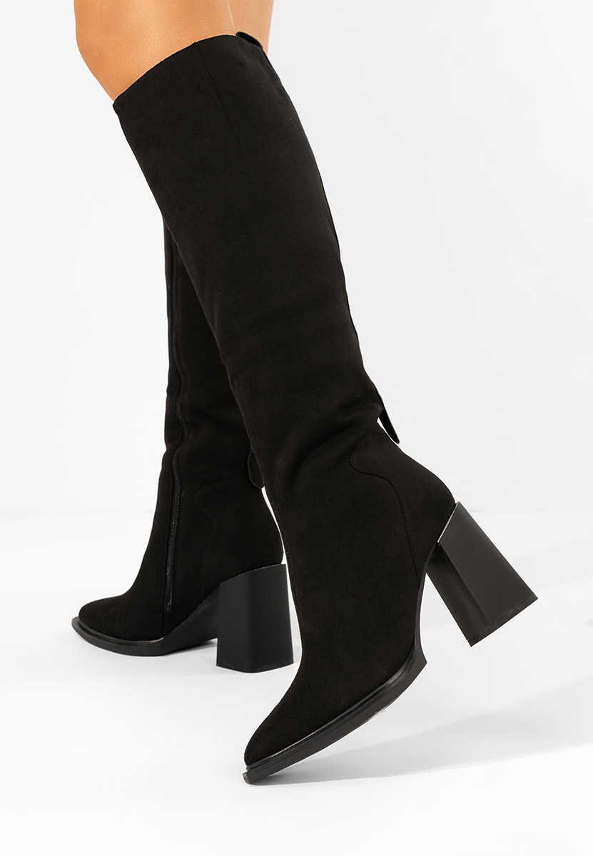 Černé kozačky na podpatku Ricardia V3