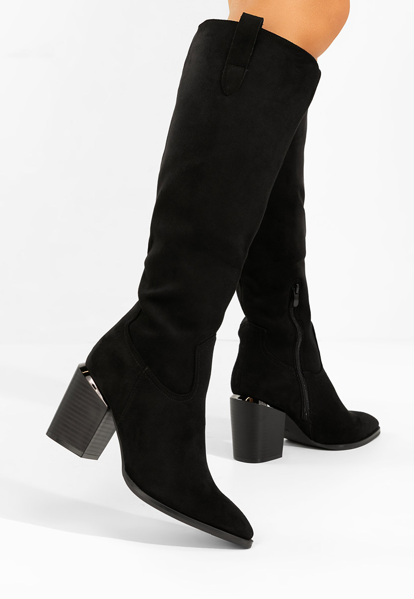 Černé kozačky na podpatku Jasaria