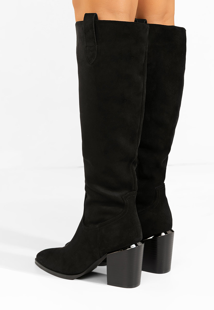 Černé kozačky na podpatku Jasaria