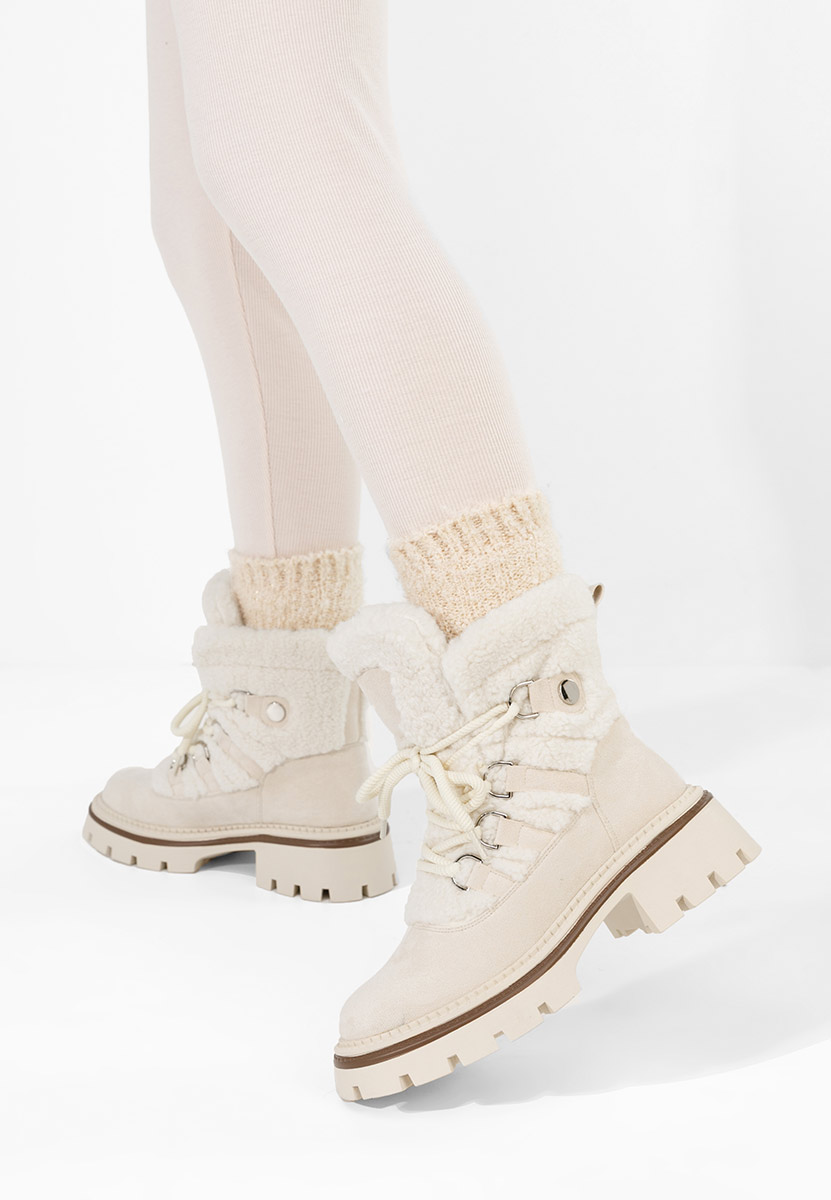Béžové kotníkové zimní boty Kalindra