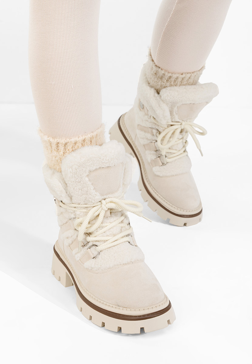 Béžové kotníkové zimní boty Kalindra