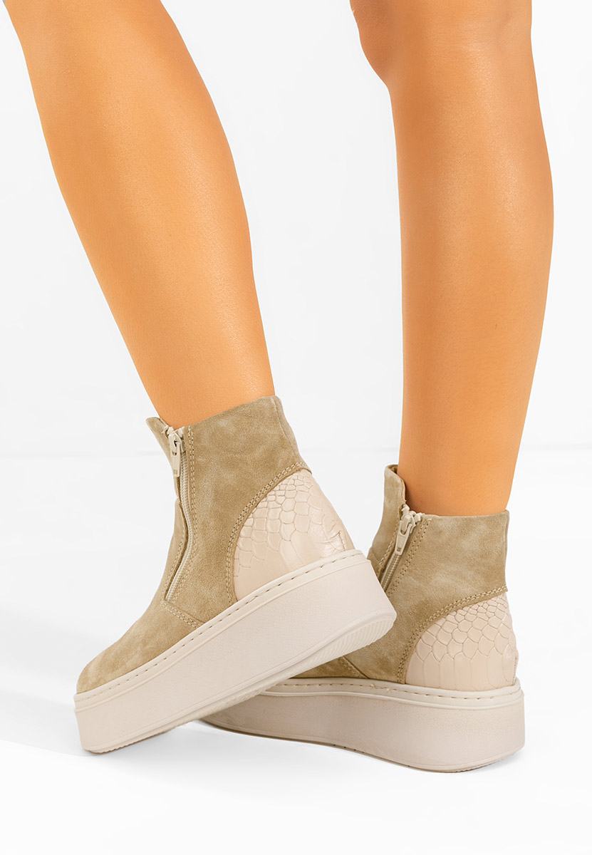 Béžové kožené kotníkové boty Andiora