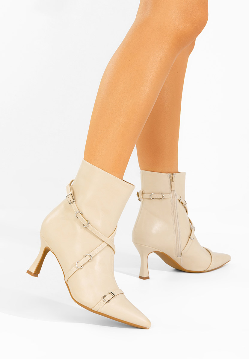 Béžové kotníkové boty na vysokém podpatku Marcelia V2