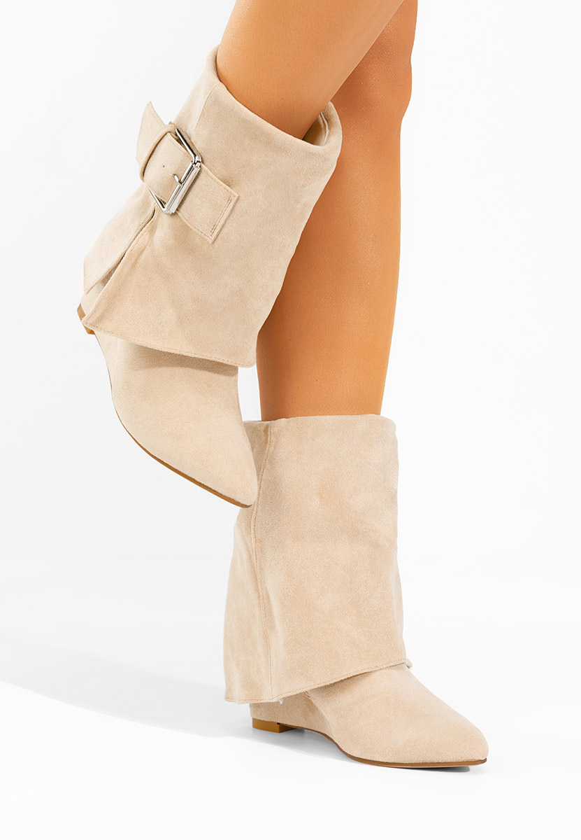 Béžové kotníkové boty na klínku Irinea