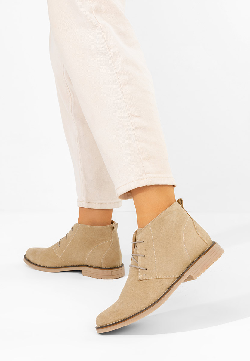 Béžové dámské kožené kotníkové boty Kalisa V5