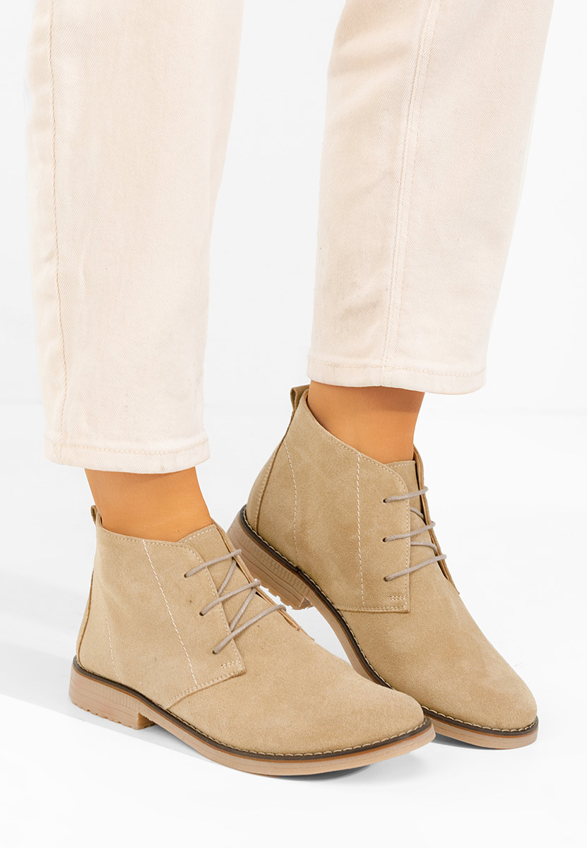 Béžové dámské kožené kotníkové boty Kalisa V5