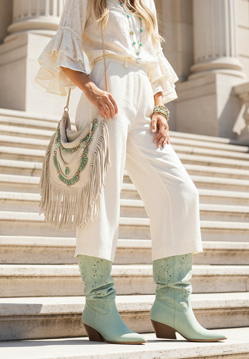 Zelené dámské kozačky Indaia