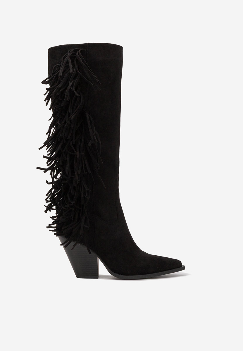 Černé kozačky na podpatku Brania