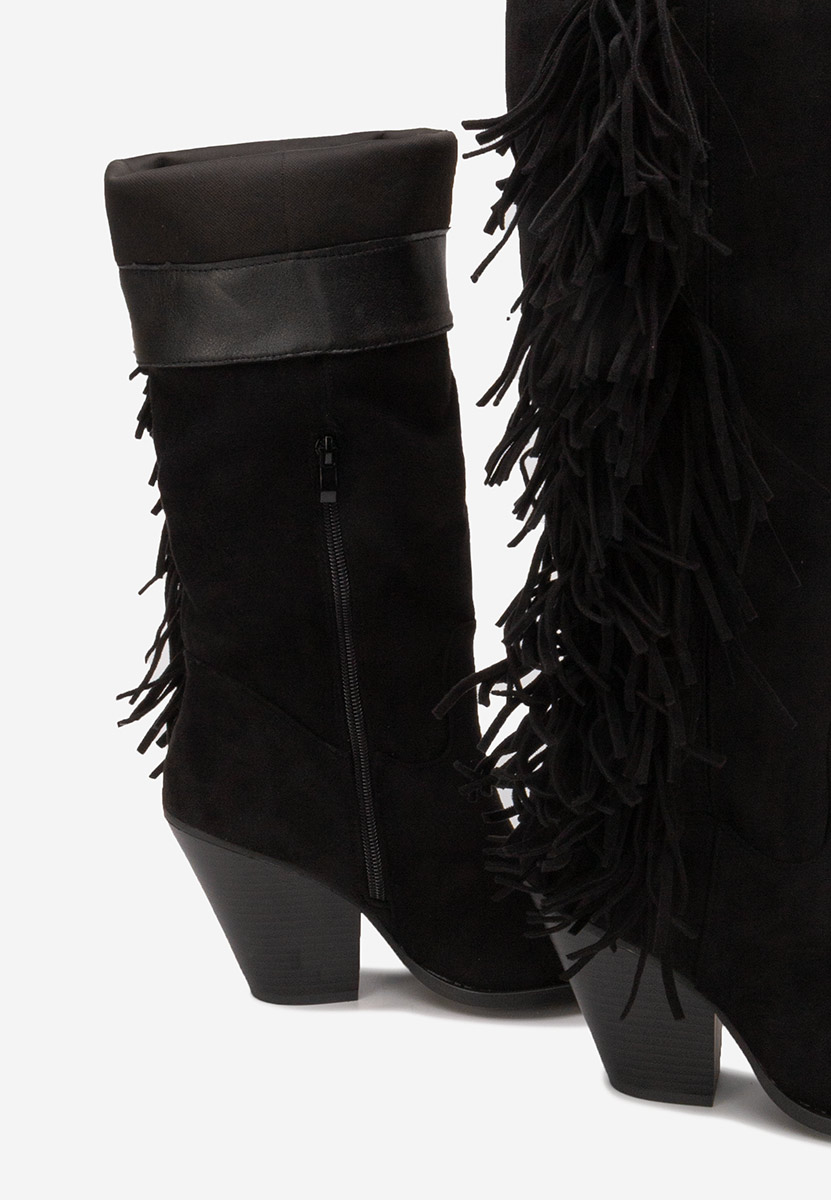 Černé kozačky na podpatku Brania