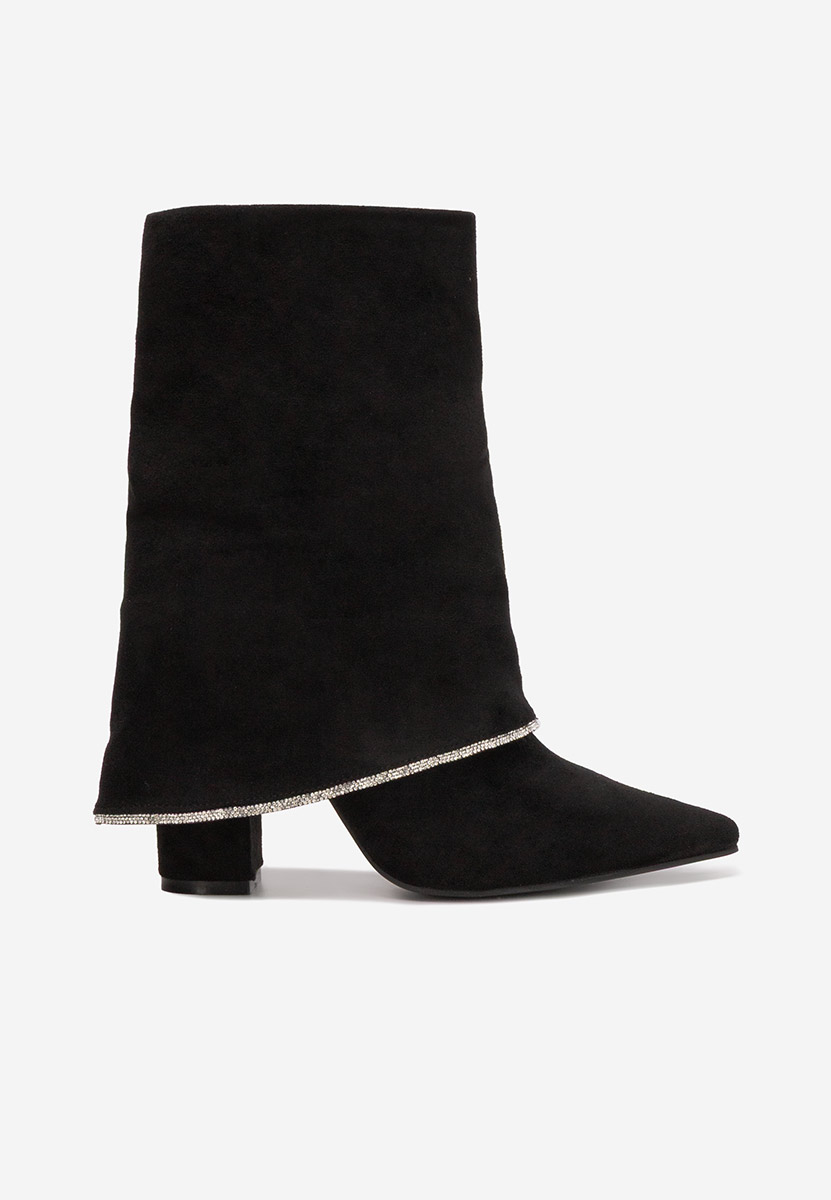 Černé kozačky na podpatku Nelora