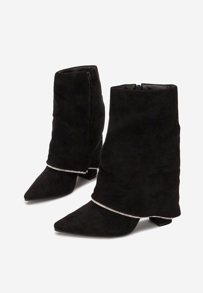 Černé kozačky na podpatku Nelora