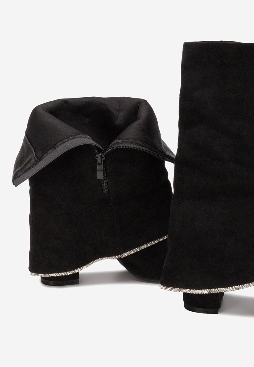 Černé kozačky na podpatku Nelora