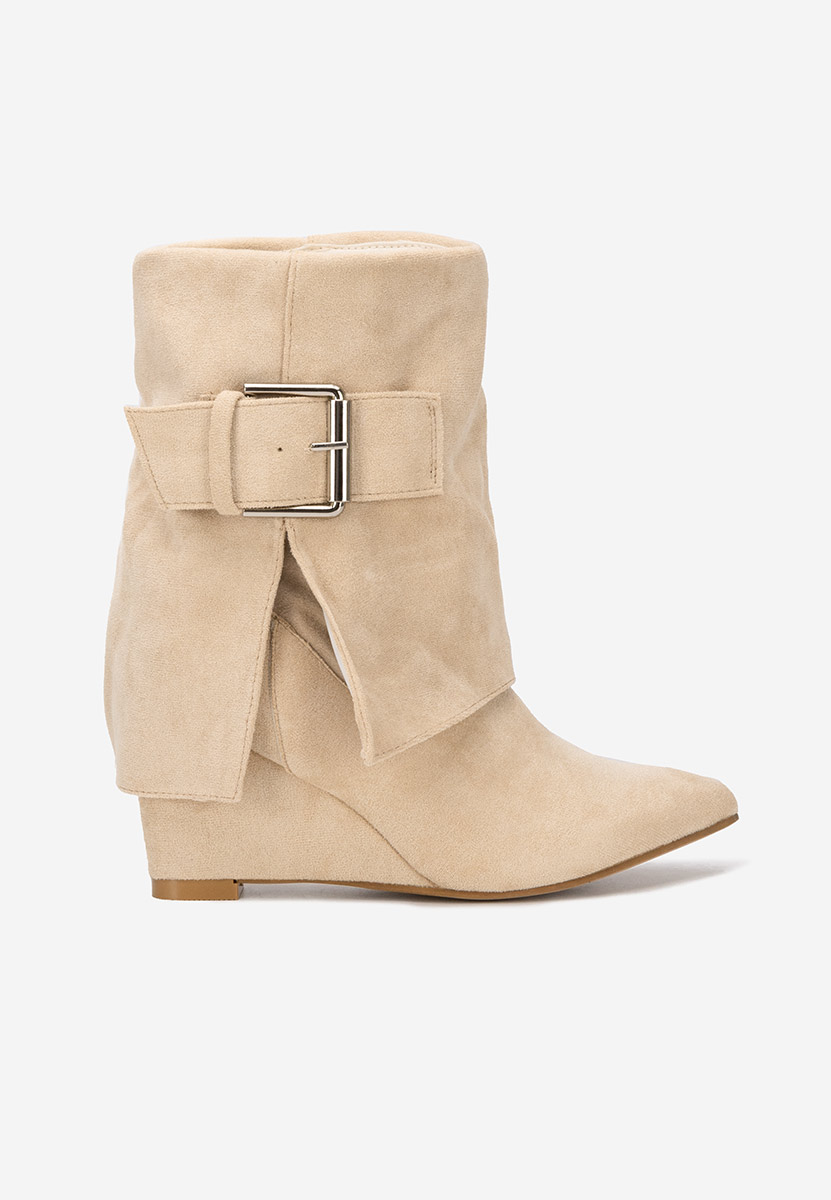 Béžové kotníkové boty na klínku Irinea