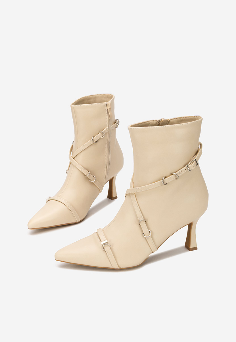Béžové kotníkové boty na vysokém podpatku Marcelia V2