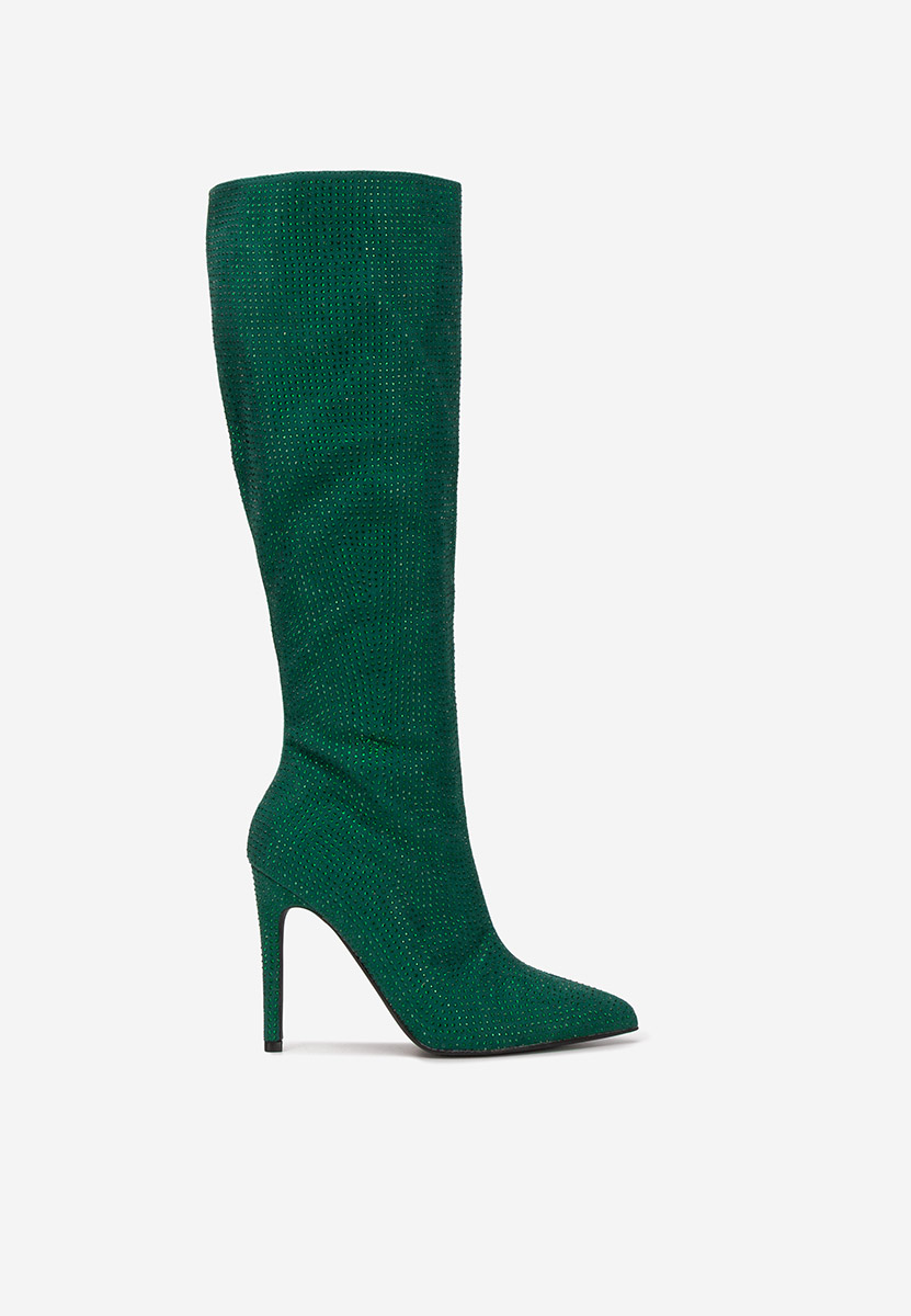 Zelené kozačky na jehlovém podpatku Minodora