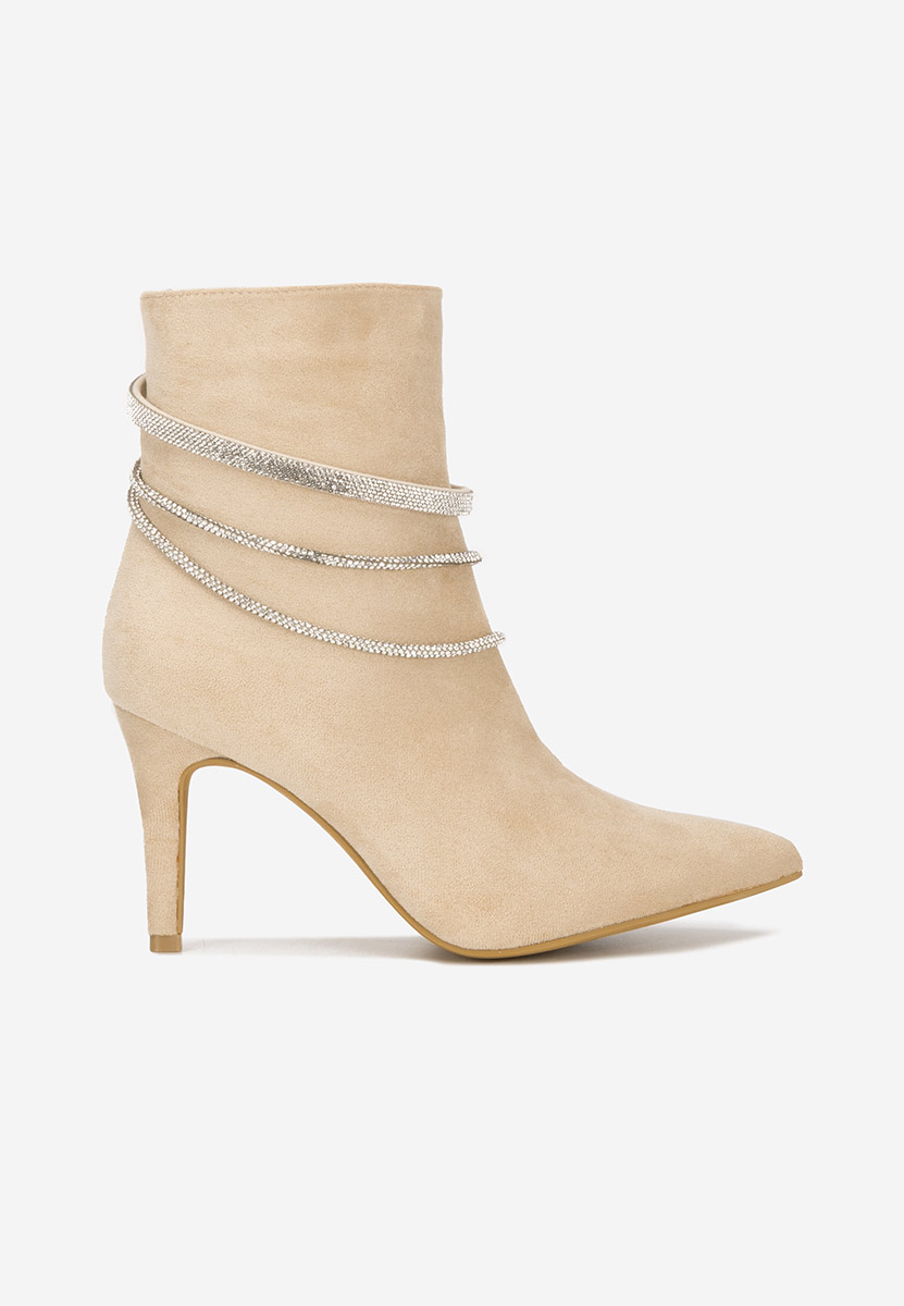 Béžové kotníkové boty na podpatku Lorreta