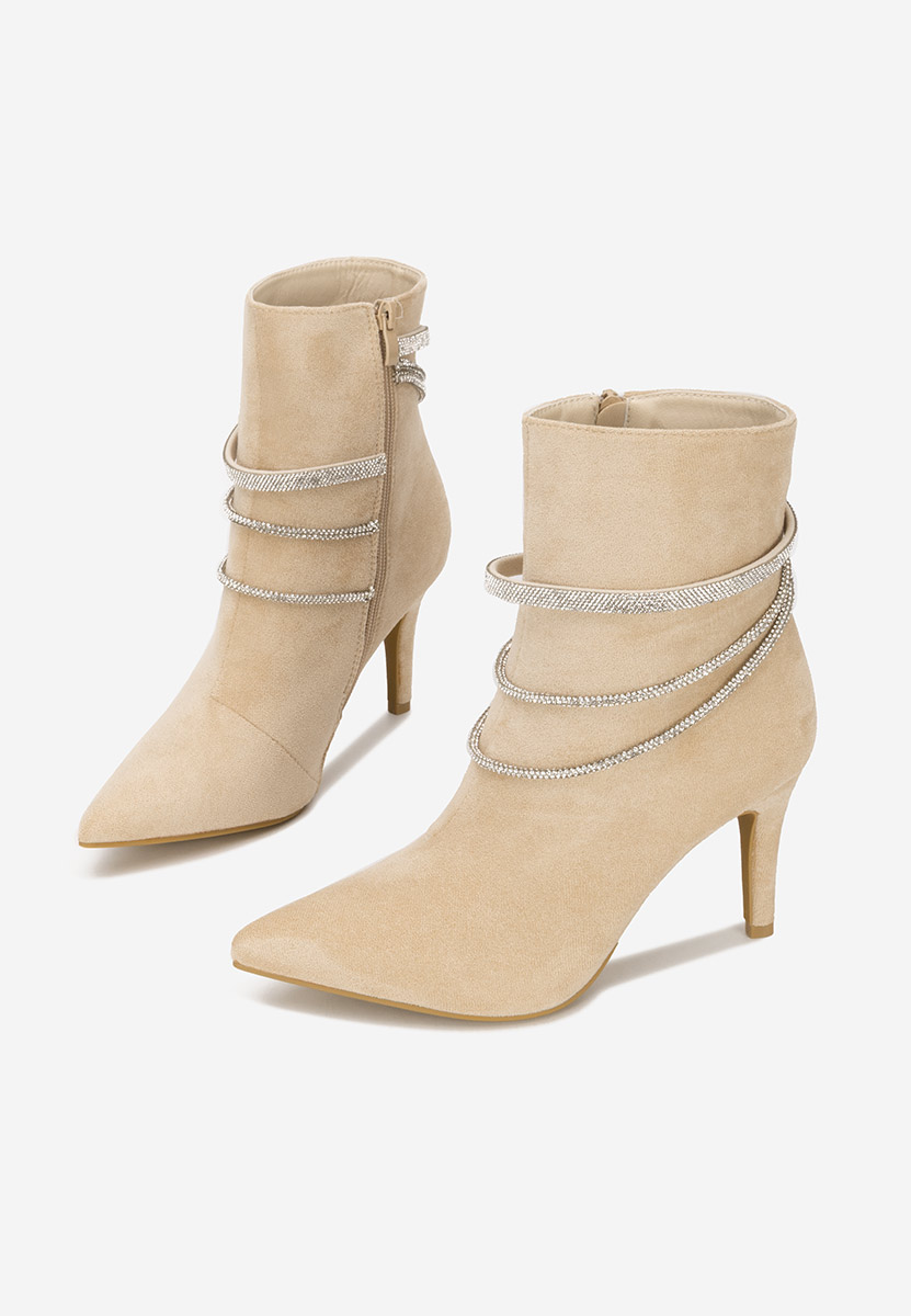 Béžové kotníkové boty na podpatku Lorreta