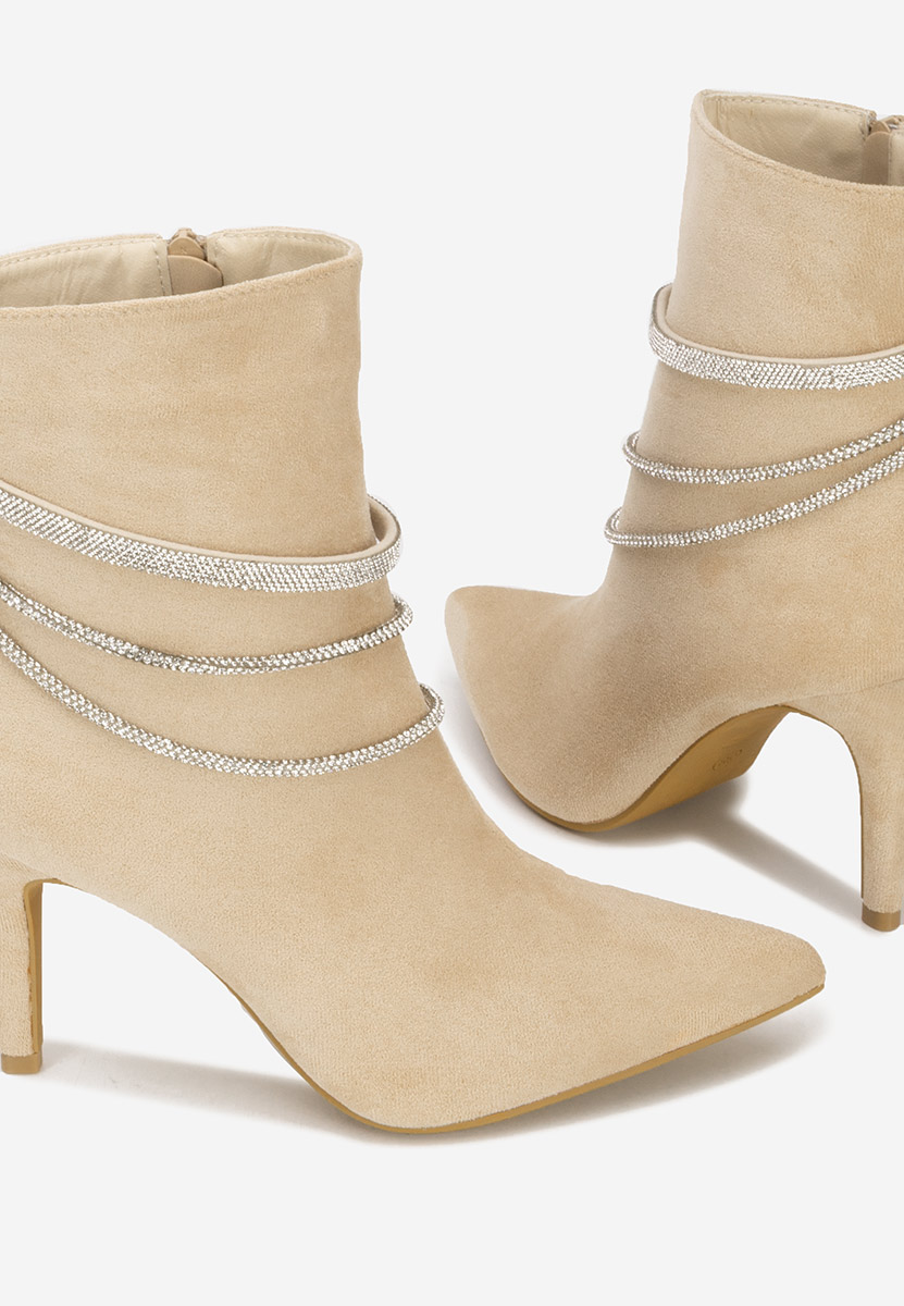 Béžové kotníkové boty na podpatku Lorreta