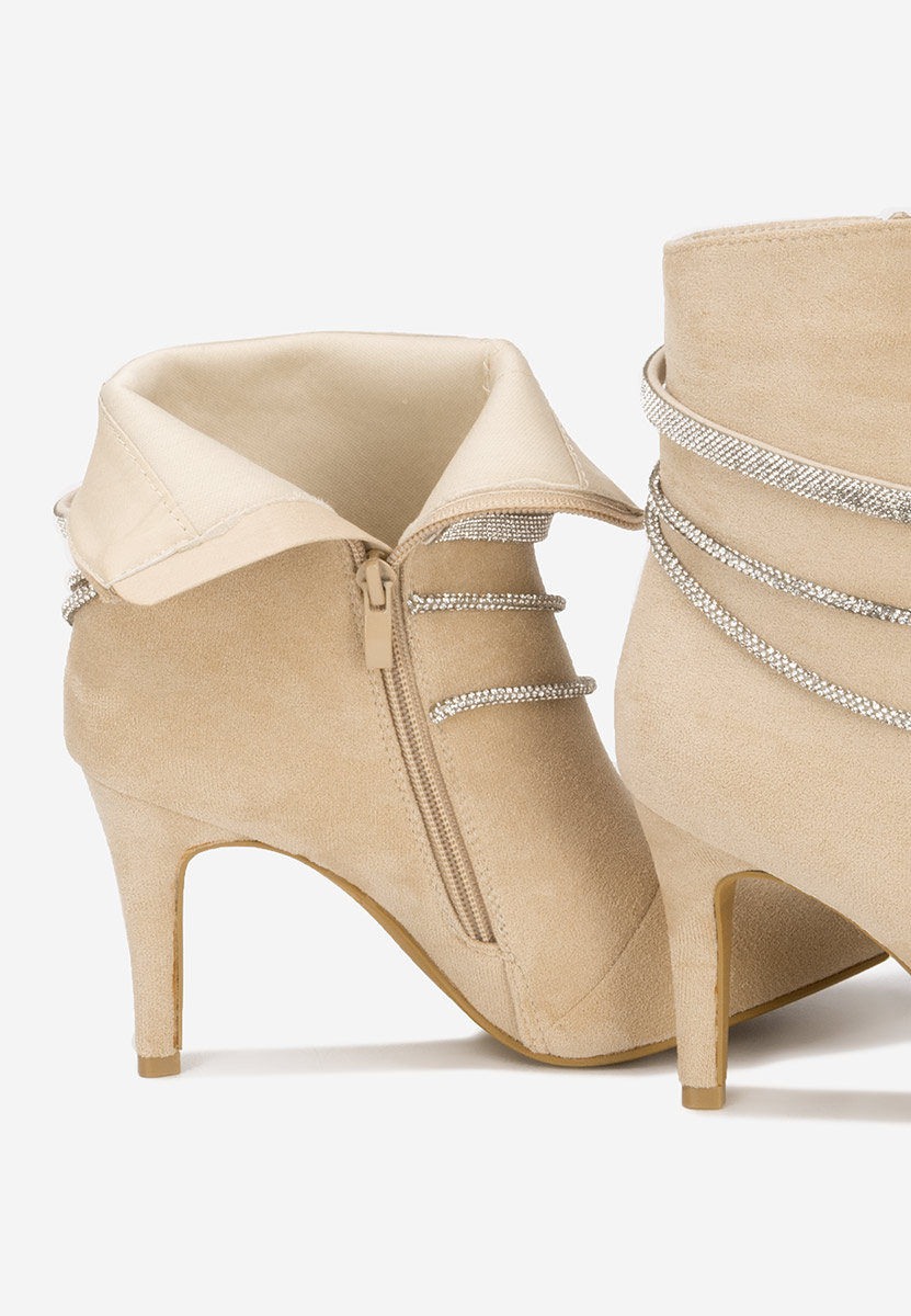 Béžové kotníkové boty na podpatku Lorreta