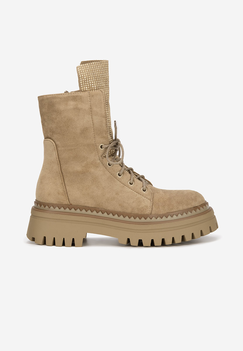 Khaki šněrovací kotníkové boty Siennara