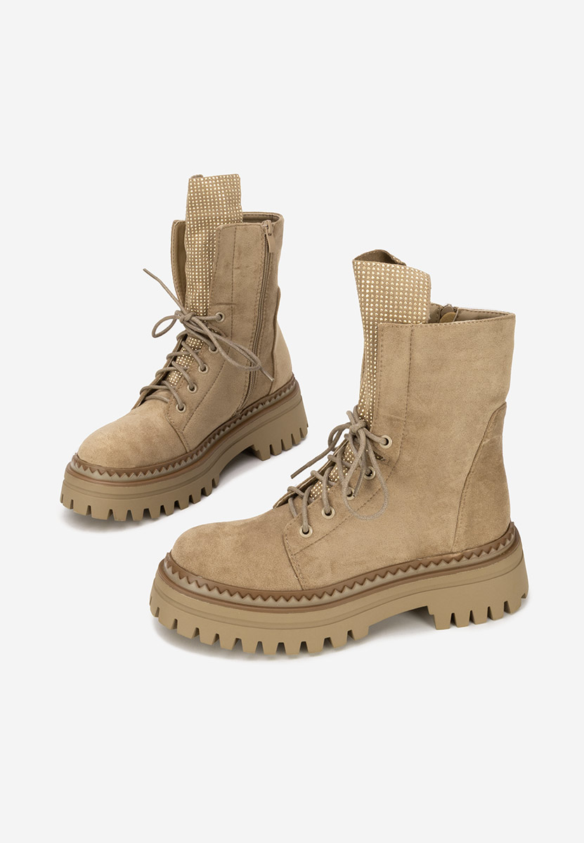 Khaki šněrovací kotníkové boty Siennara