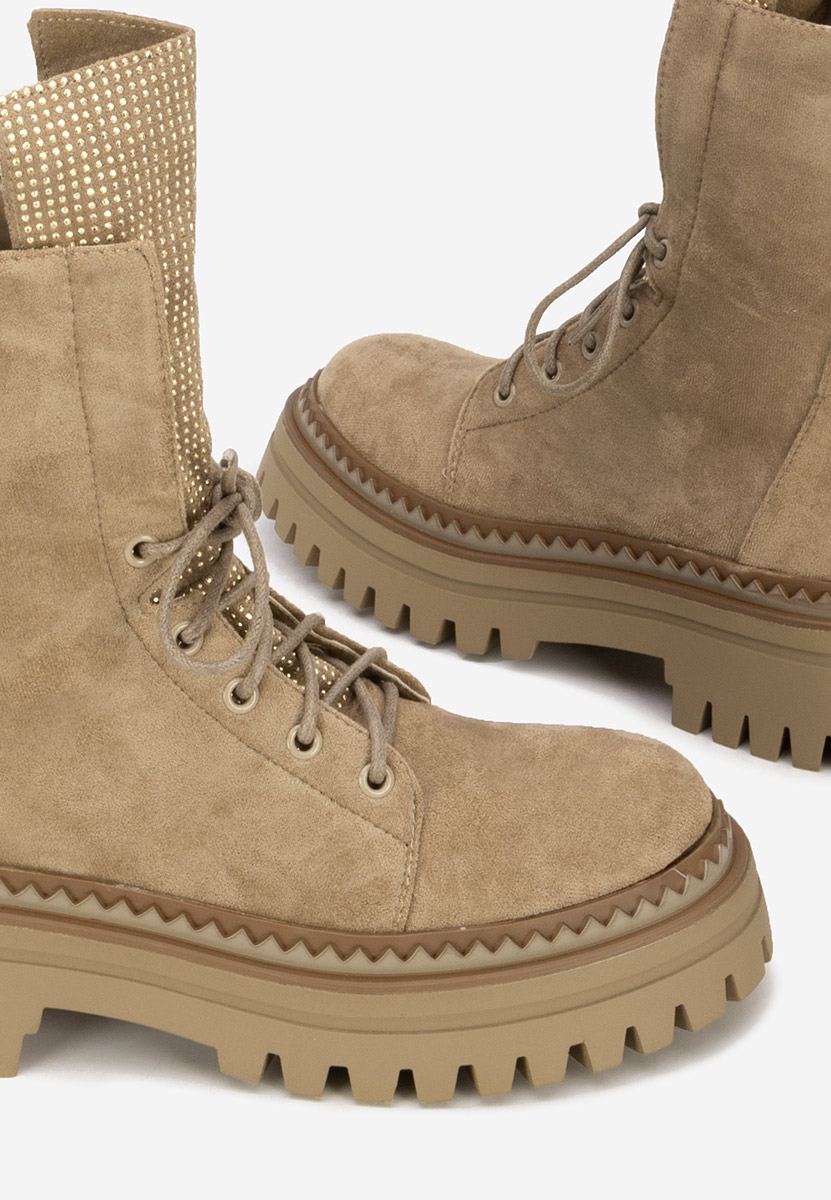 Khaki šněrovací kotníkové boty Siennara